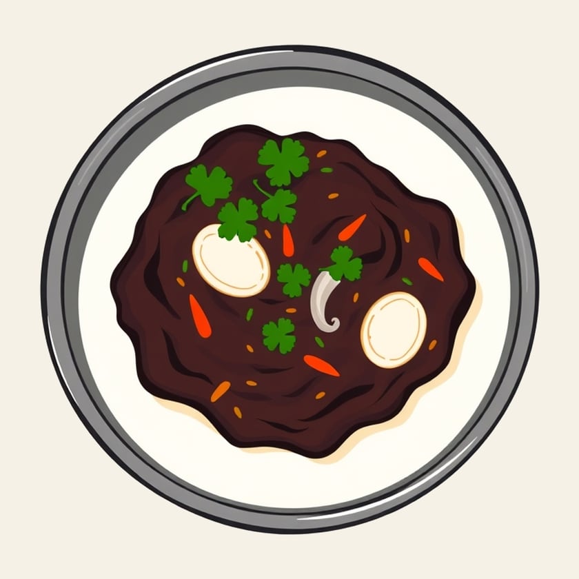 Drawing of Baingan Bharta in a steel bowl
