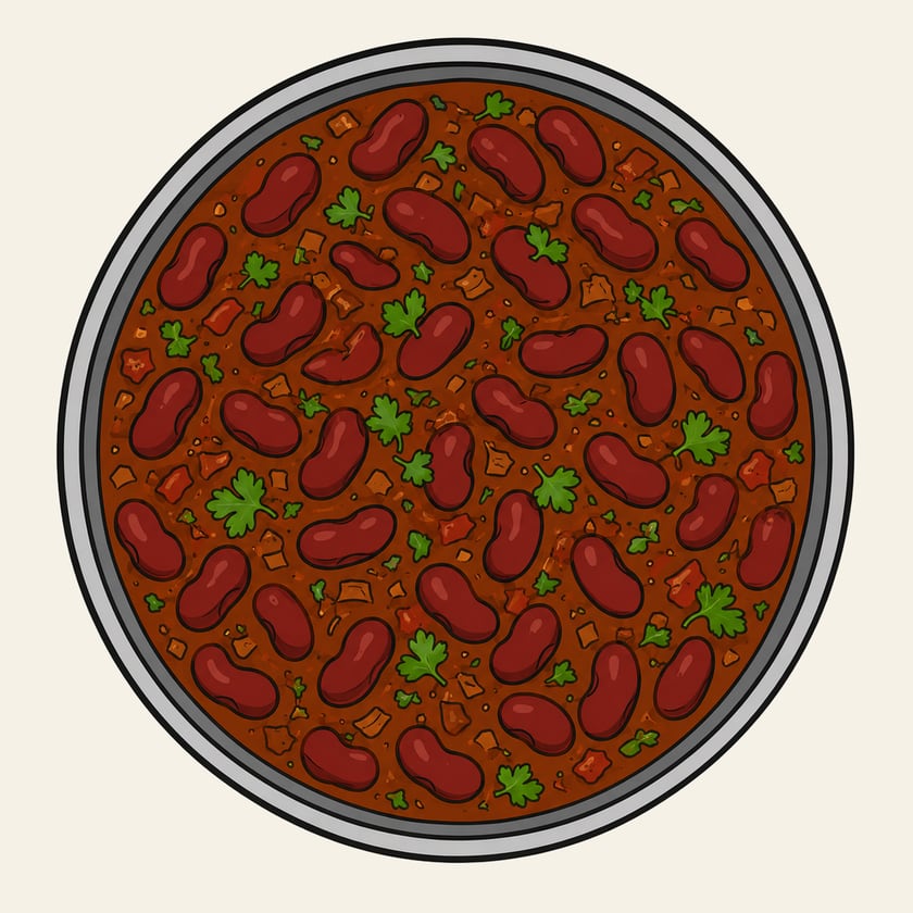 Drawing of Rajma Masala in a steel bowl